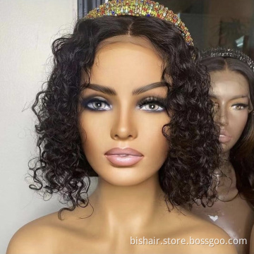 Short Bob Curly Front Net Wig Brazilian Remi Human Hair Black Women Water Wave Free Shipping Deep Curly Human Hair Wig Factory